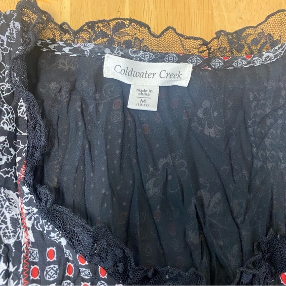 Women’s Coldwater Creek black , white, chiffon shell blouse,size M - Picture 9 of 10